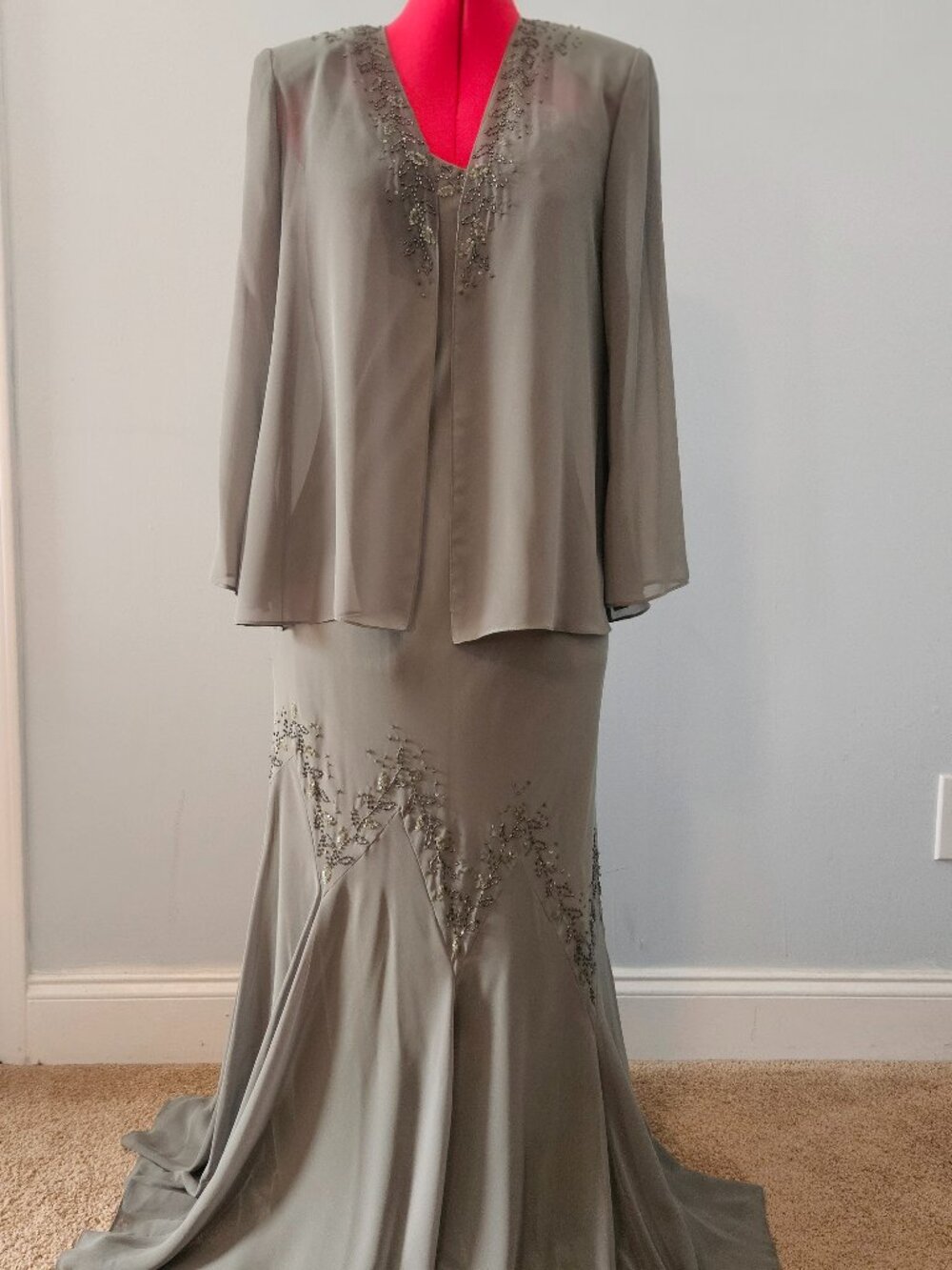 Beaded Sleeveless Gown with Matching Jacket